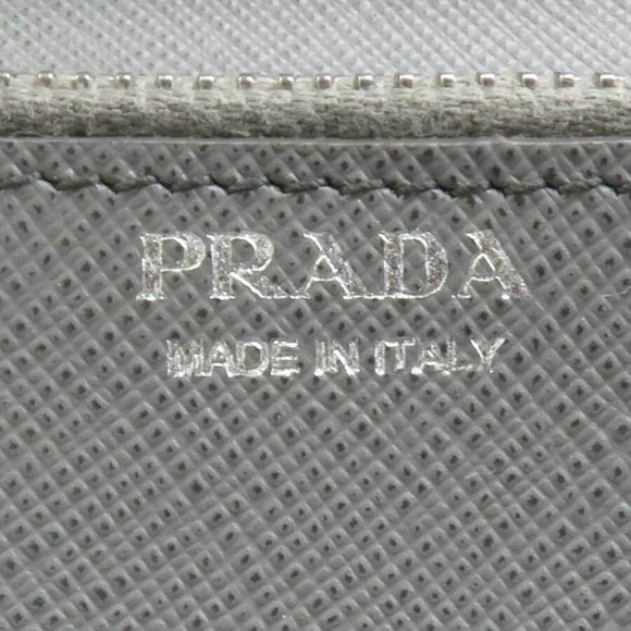 Auth PRADA Logo Bifold Long Wallet Gray Leather - - Picture 2 of 12